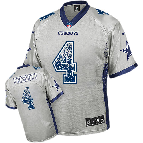 Youth Elite Dak Prescott Nike Jersey Grey - #4 Drift Fashion NFL Dallas Cowboys